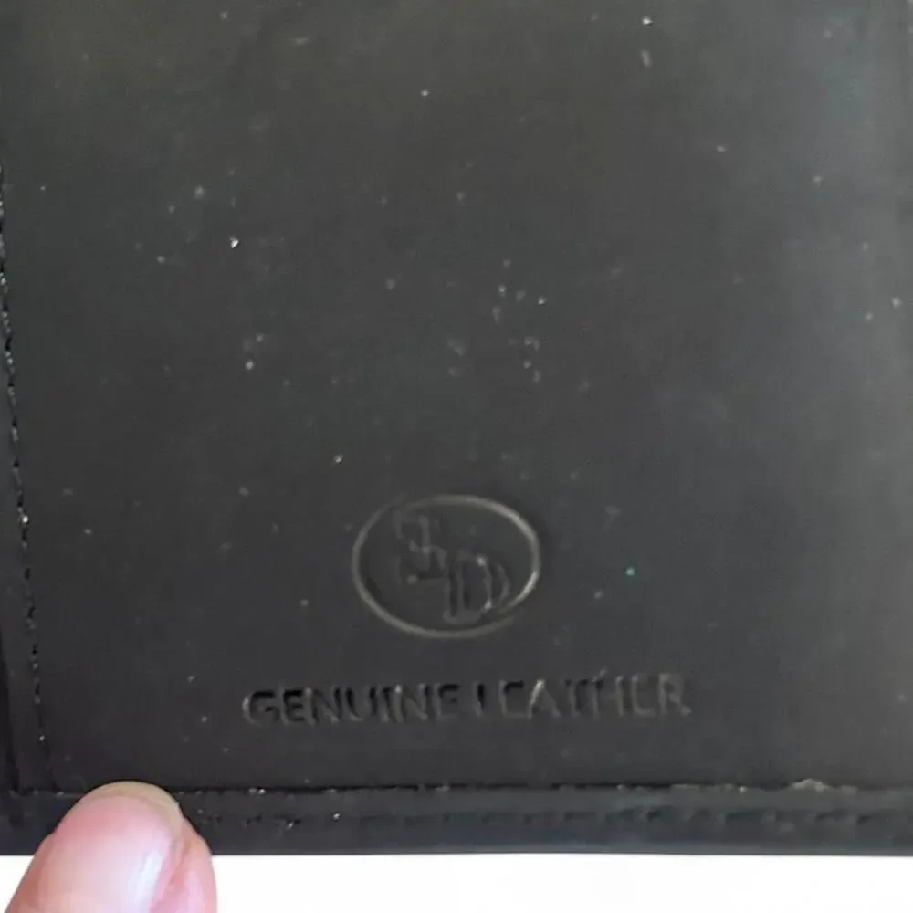 Black leather wallet with cowhide accent & cross emblem EUC Biker goth Studded‎